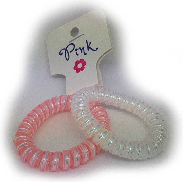 PINK - Gumičky do vlasů - růžová a perleťová - obrázek 1