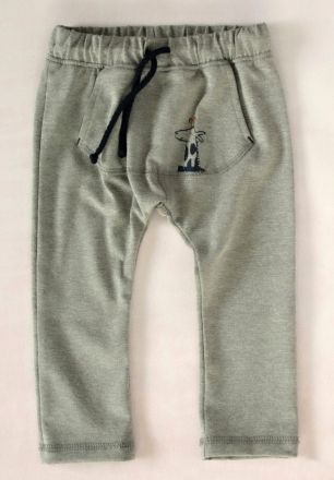 K-Baby Stylové dětské kalhoty, tepláky s klokankovou kapsou - šedé - obrázek 1