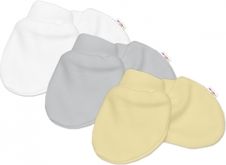 Rukavice kojenecké bavlna - BASIC sada 3ks se žlutou - 0-3měs. - obrázek 1