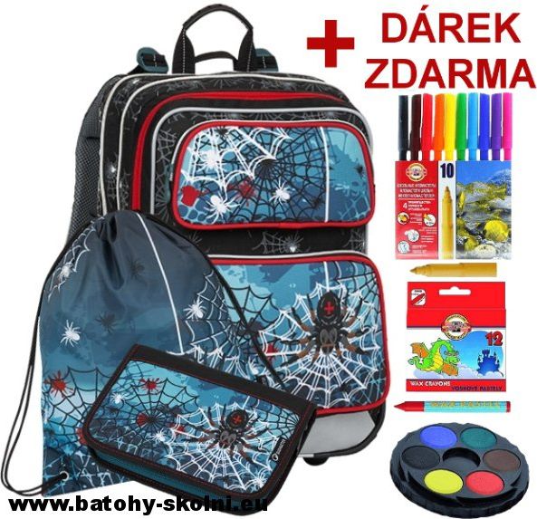 Školní batoh Pavouk 3 dílný set Bagmaster GALAXY 8 B - Doprava Zdarma - obrázek 1