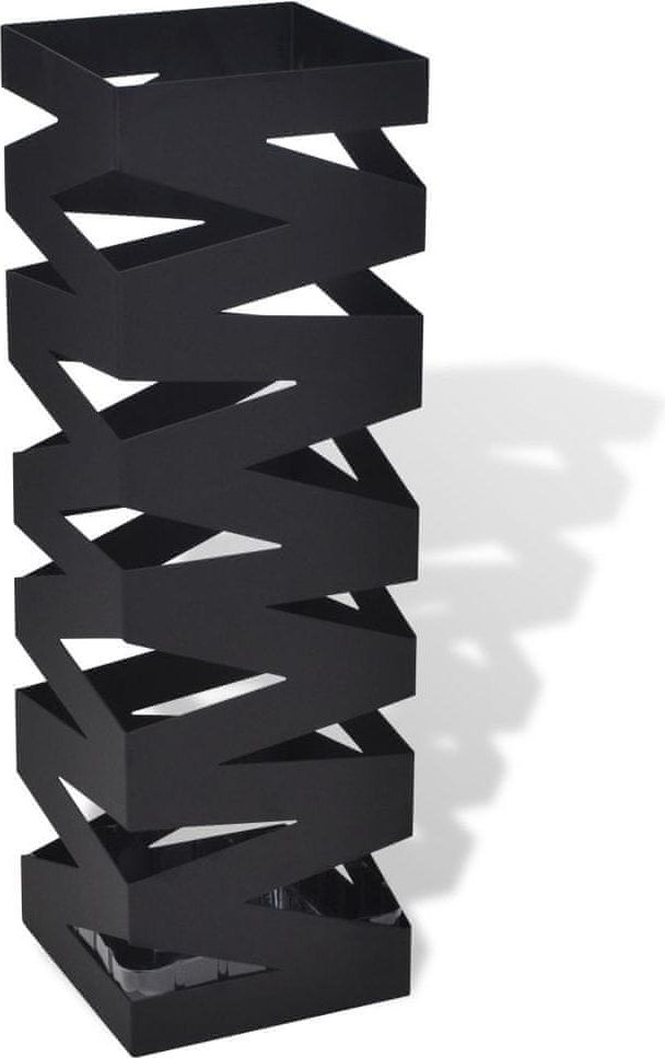 Černý hranatý stojan na deštníky a vycházkové hole, ocelový, 48,5 cm - obrázek 1