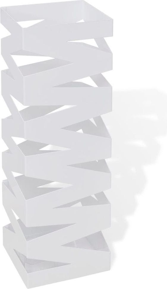 Bílý hranatý stojan na deštníky a vycházkové hole, ocelový, 48,5 cm - obrázek 1