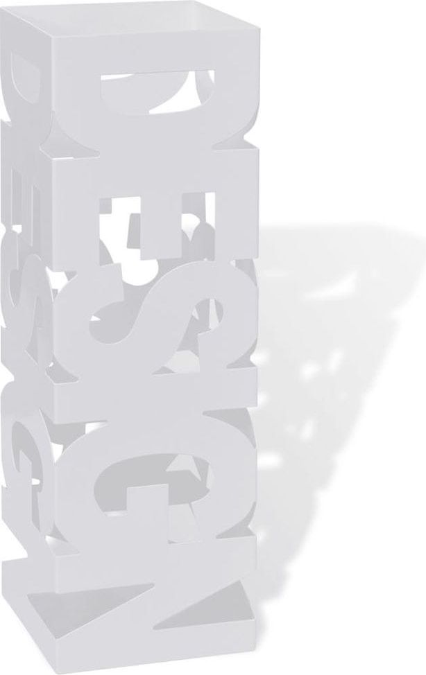 Bílý hranatý stojan na deštníky a vycházkové hole, ocelový, 48,5 cm - obrázek 1