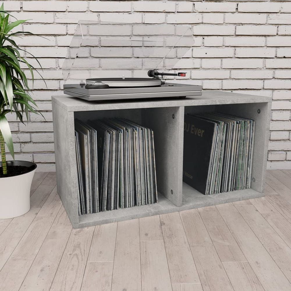 Úložný box na LP desky betonově šedý 71x34x36 cm dřevotříska - obrázek 1