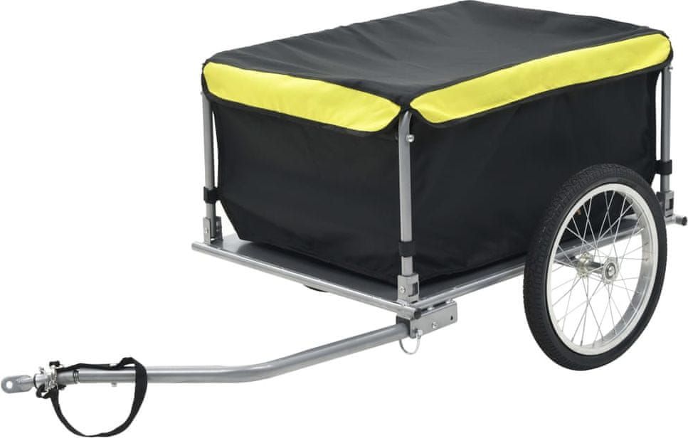 Přívěsný vozík za kolo černožlutý 65 kg - obrázek 1