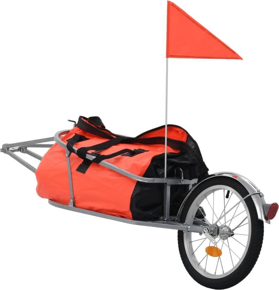 Přívěsný vozík za kolo s taškou oranžovo-černý - obrázek 1
