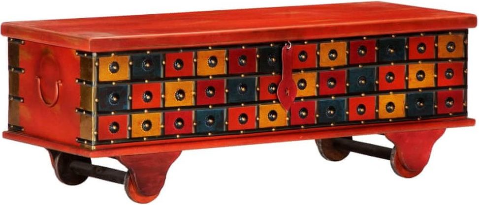 Úložný box červený 110 x 40 x 40 cm masivní akáciové dřevo - obrázek 1