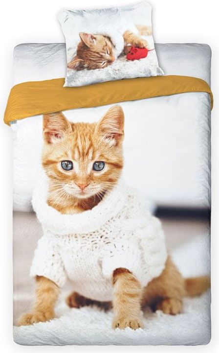 Povlečeme vše Bavlněné povlečení Kotě ve svetru - obrázek 1