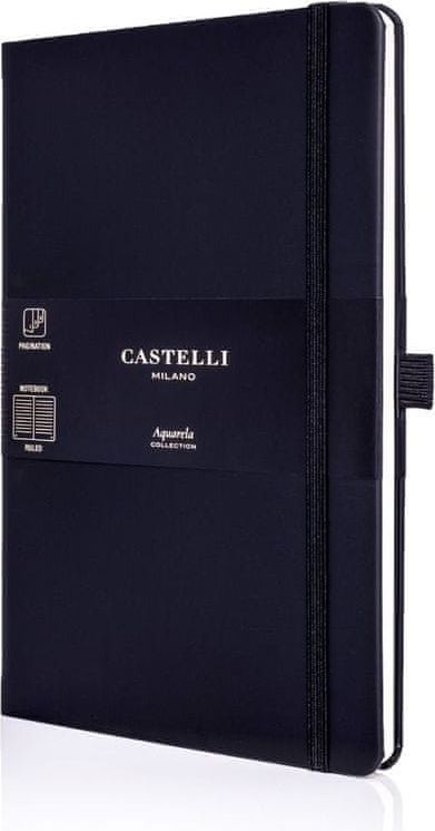 Castelli Italy Zápisník Aquarela Black Sepia - linkovaný - obrázek 1