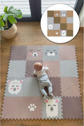 MINIDECKFLOOR PĚNOVÉ PUZZLE 16 DÍLŮ - BERÁNEK, LAMA, TULEŇ, MÉĎA A TLAPKA - obrázek 1