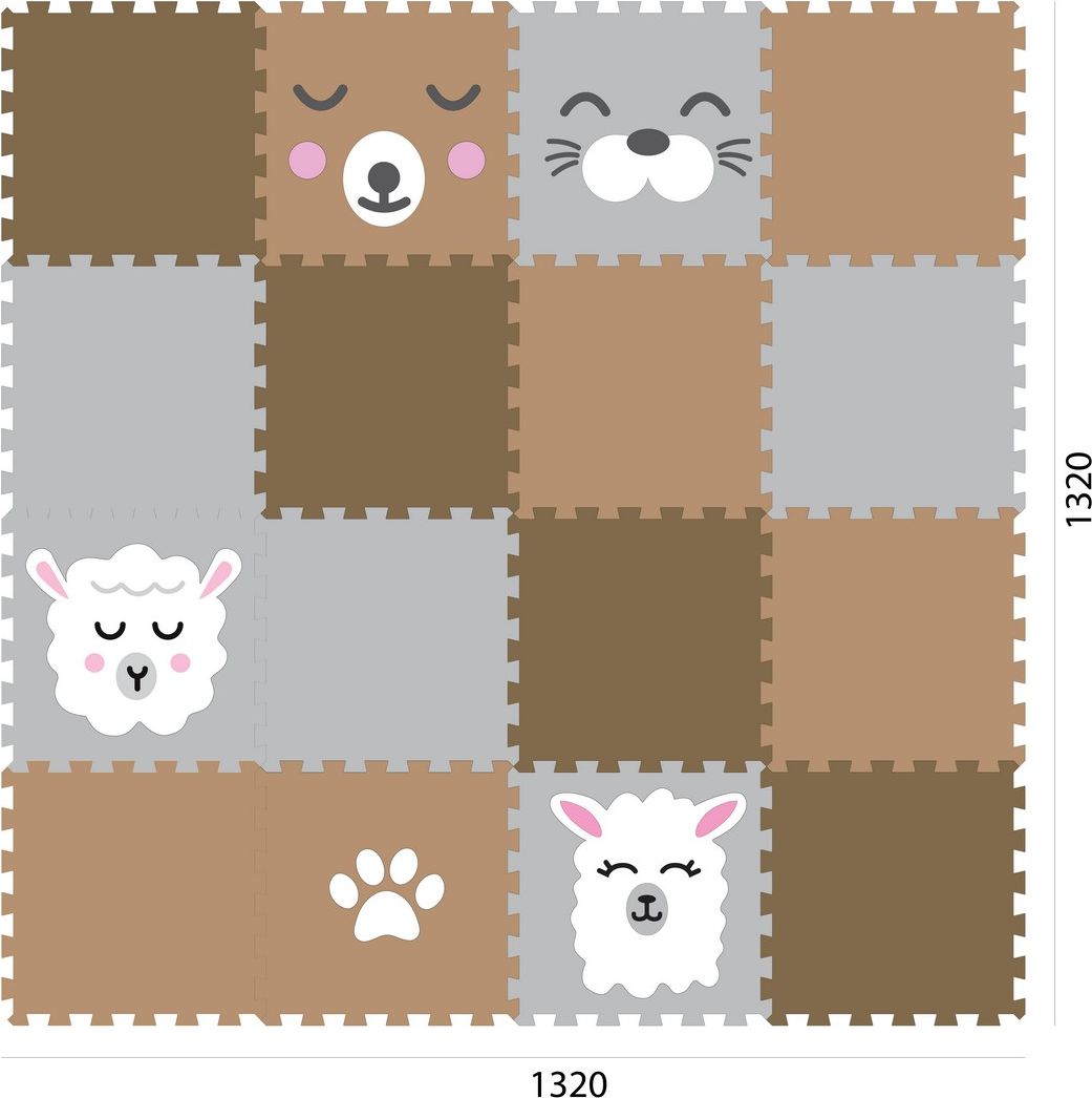 MINIDECKFLOOR PĚNOVÉ PUZZLE 16 DÍLŮ - BERÁNEK, LAMA, TULEŇ, MÉĎA A TLAPKA - obrázek 2