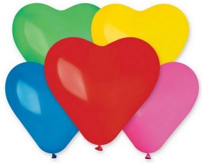 Nafukovací balonky srdce mix barev 10ks - obrázek 1