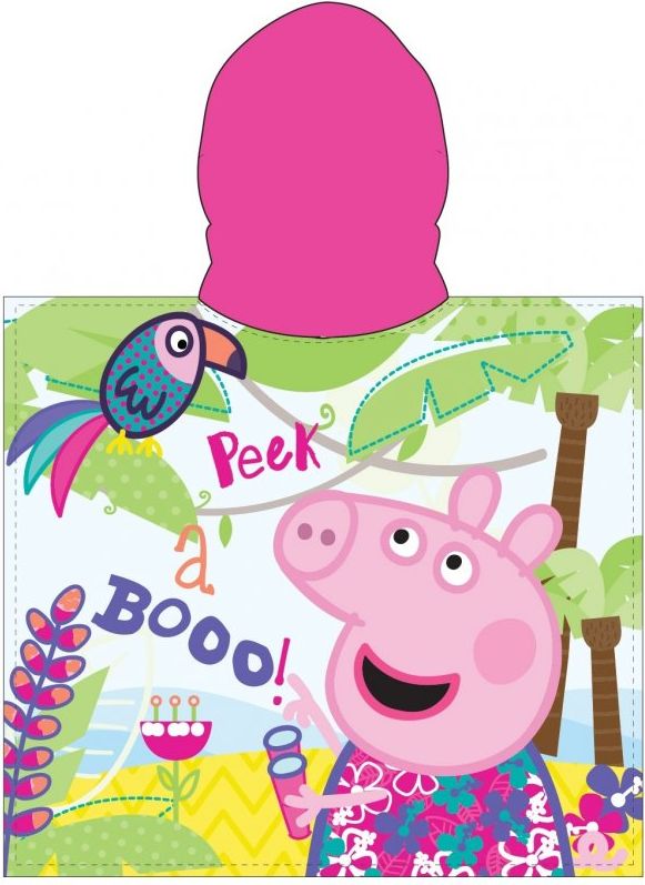 E plus M · Dětské / dívčí pončo - osuška s kapucí Prasátko Peppa - motiv Ready for The Beach - 55 x 115 cm / pro děti 3 - 6 let - obrázek 2