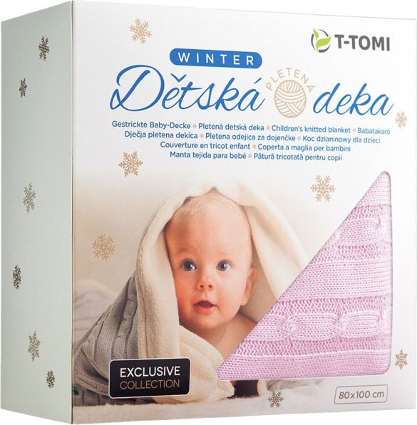 T-TOMI Pletená deka WINTER, růžová - obrázek 2