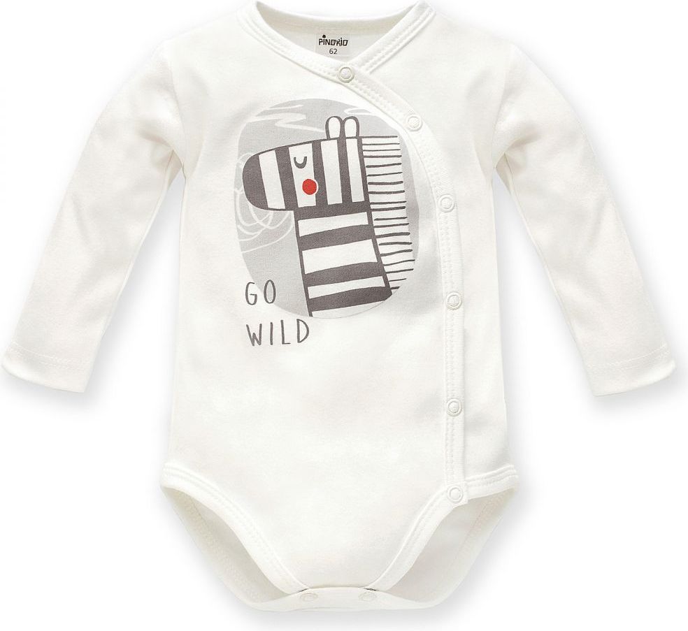 Body dlouhý rukáv rozepínací Pinokio Wild Animals Zebra Ecru - obrázek 1