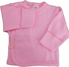 Košilka kojenecká bavlna - S RUKAVIČKOU růžová - vel.68 - obrázek 1