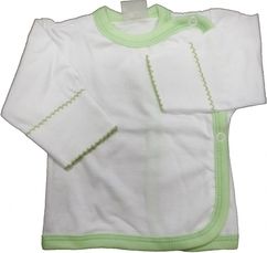 Košilka kojenecká s rukavičkou - ZELENÉ LEMOVÁNÍ bílá - vel.56 - obrázek 1