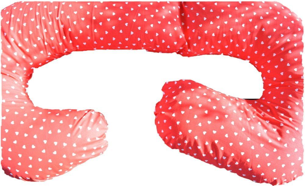 KHC Těhotenský kojící relaxační polštář Zuzanka 260 cm Bílá srdce na červené Pratelný potah - obrázek 1