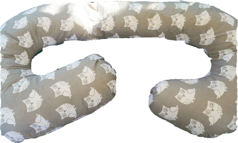 KHC Těhotenský kojící relaxační polštář Zuzanka 260 cm Sovy na antracitové Pratelný potah - obrázek 1