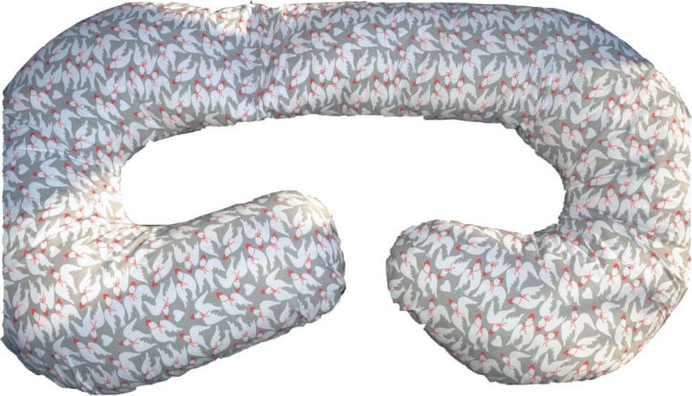 KHC Těhotenský kojící relaxační polštář Zuzanka 260 cm Holubičky na šedé Pratelný potah - obrázek 1