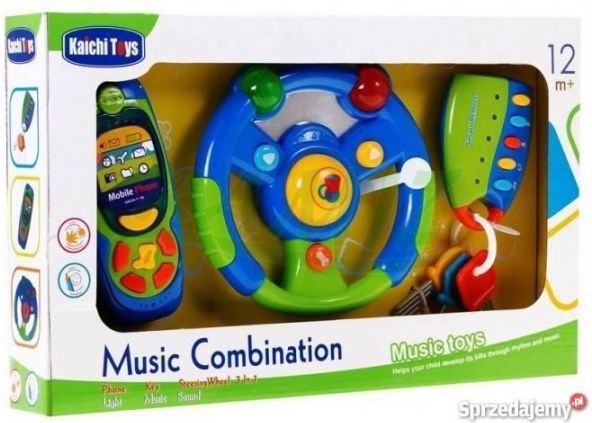 Mamido  Kaichi Toys 3 dílna hrací sada- volant, mobil, klíče modrá - obrázek 1