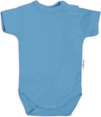 Baby Nellys Bavlněné body krátký rukáv - modré, jeans - obrázek 1