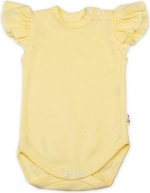 Baby Nellys Bavlněné body Nikolka, krátký rukáv s volánkem - žluté - obrázek 1