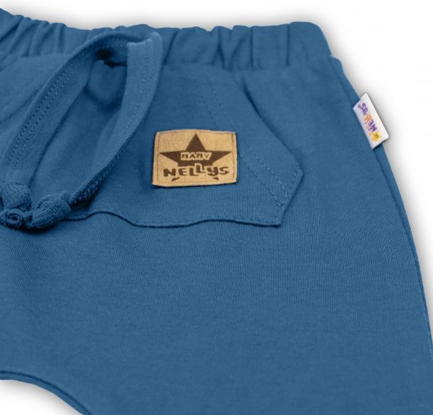 Baby Nellys Bavlněné kraťasy Baggy s klokaní kapsou - navy, vel. 98 - 98 (24-36m) - obrázek 2