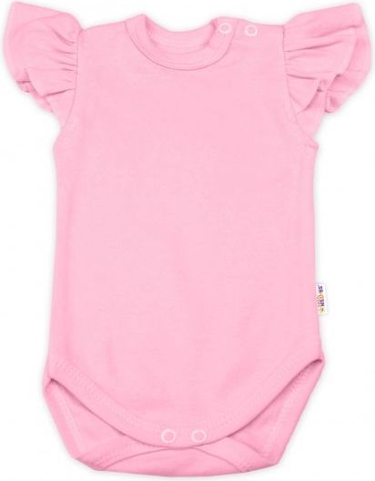Baby Nellys Bavlněné body Nikolka, krátký rukáv s volánkem - sv. růžové, vel. 86 - 86 (12-18m) - obrázek 1