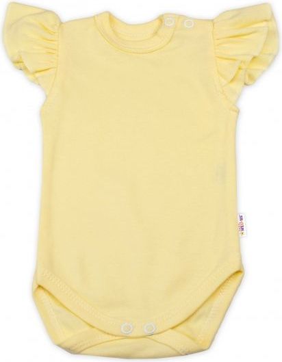 Baby Nellys Bavlněné body Nikolka, krátký rukáv s volánkem - žluté, vel. 86 - 86 (12-18m) - obrázek 1
