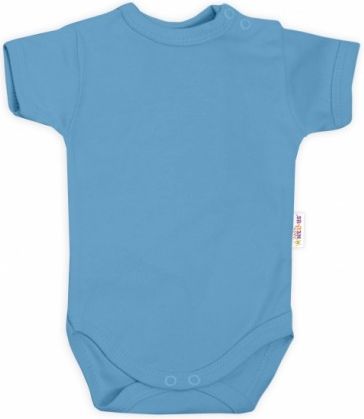 Baby Nellys Bavlněné body krátký rukáv - modré, jeans, Velikost koj. oblečení 62 (2-3m) - obrázek 1