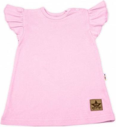 Baby Nellys Bavlněné šaty Nikolka s volánkem, krátký rukáv - sv. růžové, Velikost koj. oblečení 74 (6-9m) - obrázek 1