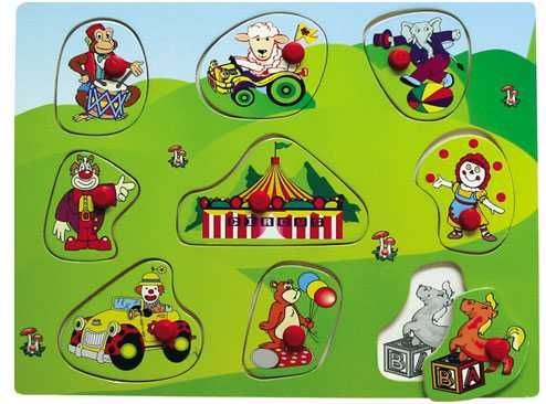 Vkládačky Dřevěné vkládací puzzle cirkus - obrázek 1