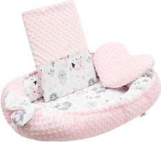 Hnízdečko pro miminko s Minky a výbavou - SRDÍČKO zvířátka s růžovou - NewBaby - obrázek 1