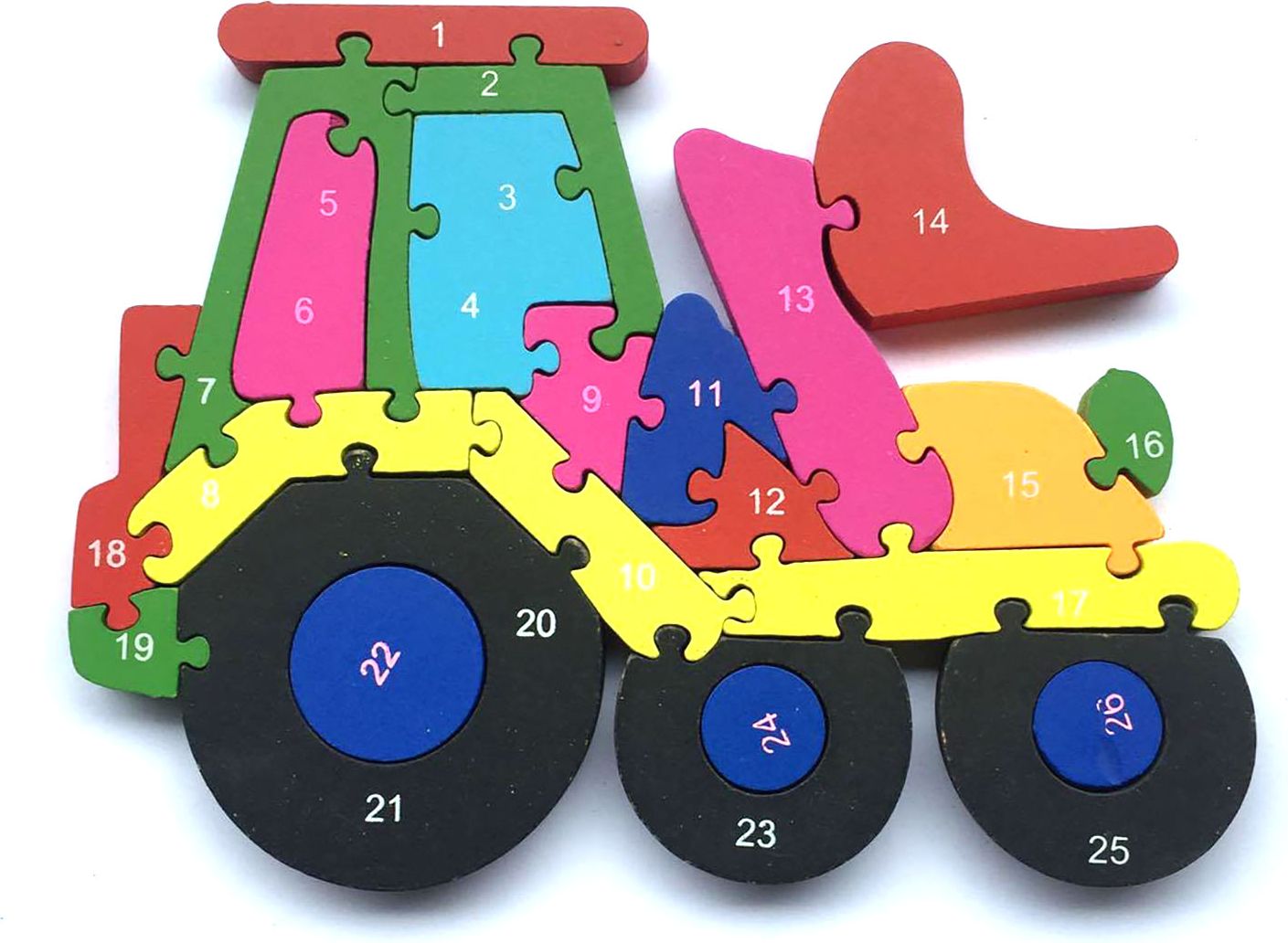 Dětské dřevěné vzdělávací puzzle traktor - obrázek 1