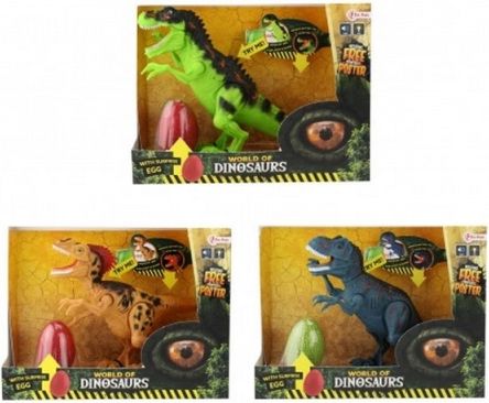 Dinosaurus plast 28-30cm na baterie se zvukem se světlem 3 druhy s překvapením - obrázek 1