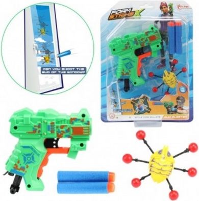 Pistole na pěnové náboje 11cm plast + náboje 2ks s broukem - obrázek 1