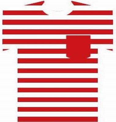 Kariban Dětské pruhované tričko s kapsičkou, Striped White/Red 4/6 - obrázek 1
