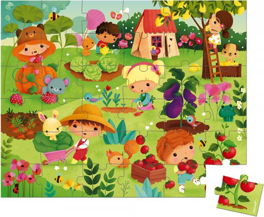 Puzzle pro děti Zahrada Janod v kufříku 36 ks - obrázek 1
