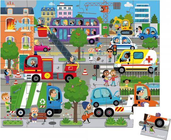 Puzzle pro děti Město Janod v kufříku 36 ks - obrázek 1