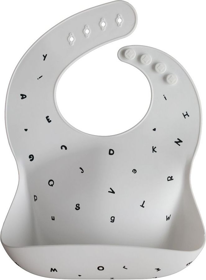 Silikónový podbradník Mushie White Letters - obrázek 1