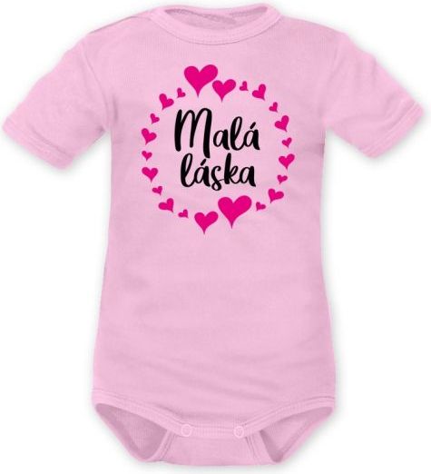 DEJNA Body krátký rukáv Malá láska Holka - růžové, vel. 80 - 80 (9-12m) - obrázek 1