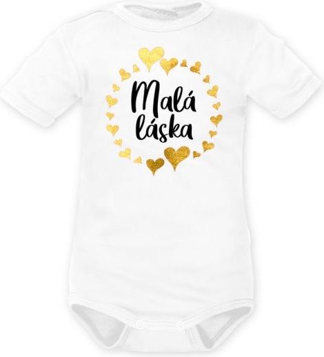 DEJNA Body krátký rukáv Malá láska - bílé/gold, vel. 92 - 92 (18-24m) - obrázek 1