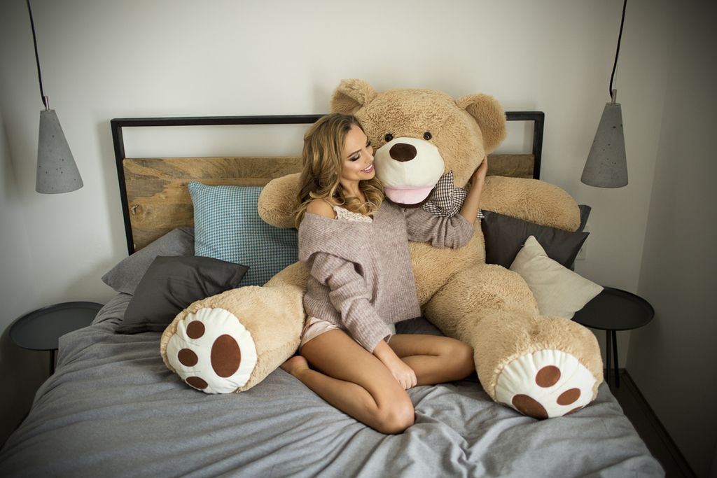 Velký medvěd XXL plyšák 160 cm - světle hnědý - obrázek 7