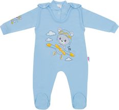 Souprava kojenecká 2-dílná bavlna - TEDDY PILOT modrá - vel.68 - obrázek 1