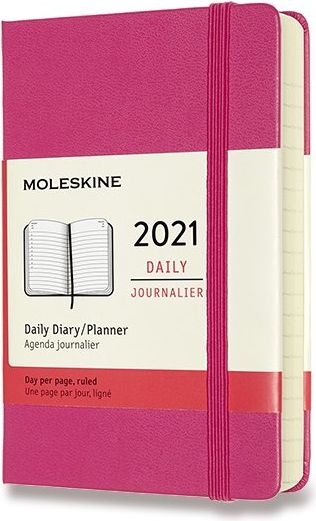 Moleskine Diář 2021 - tvrdé desky růžový A6 200 listů - obrázek 1