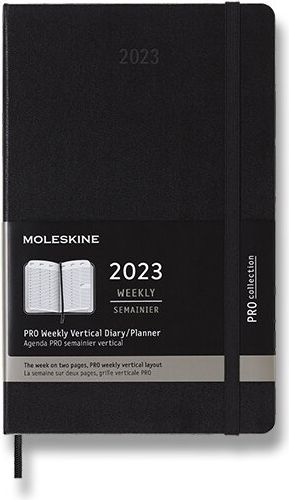 Moleskine Diář 2023 - PRO, tvrdé desky L, týdenní, vertikální, černý A5 - obrázek 1