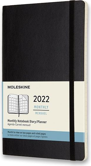 Moleskine Diář 2022 - měkké desky L, měsíční, černý A5  linkovaný - obrázek 1