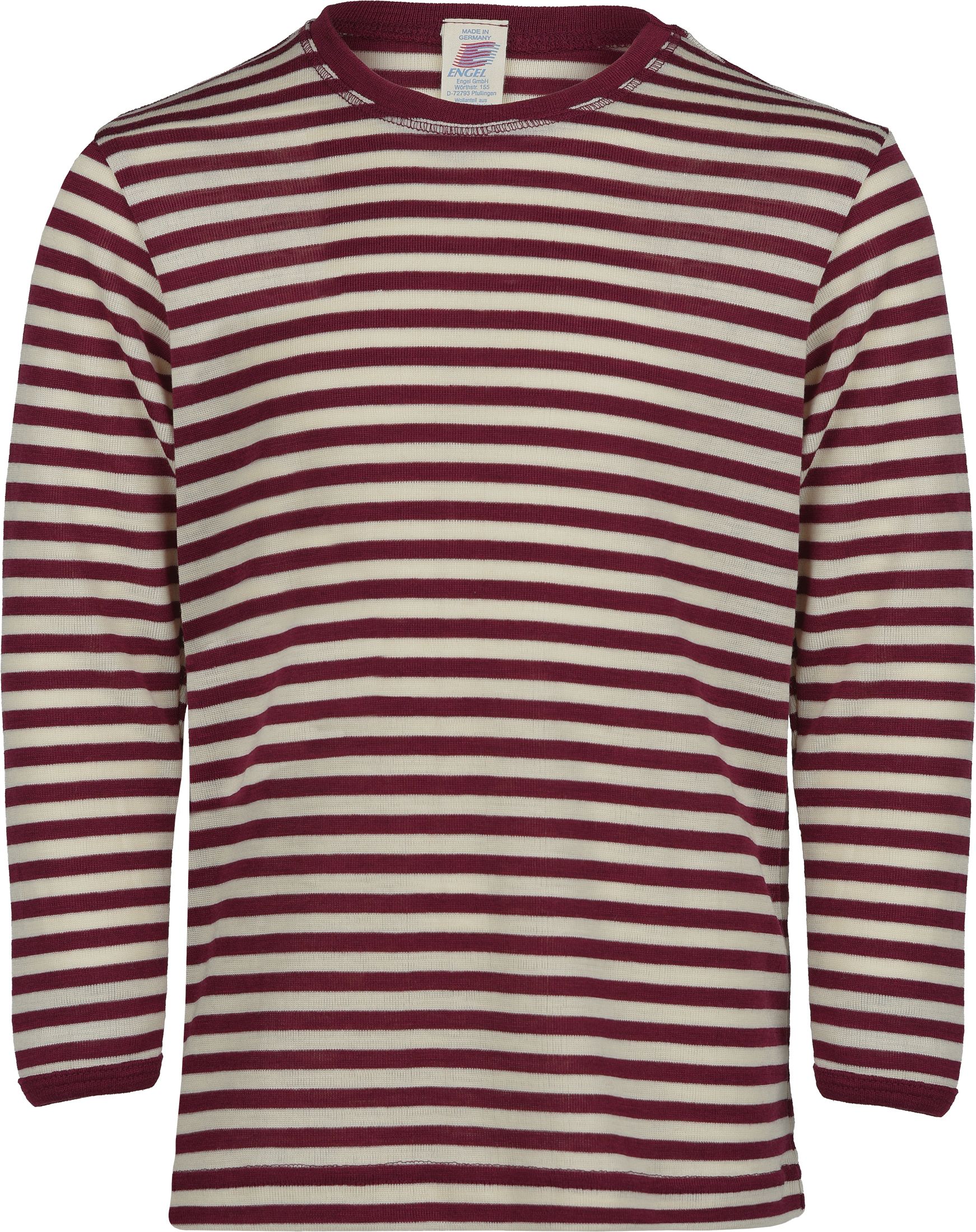 Merino/hedvábí tričko Engel, dl. rukáv - burgundy, proužek - obrázek 1