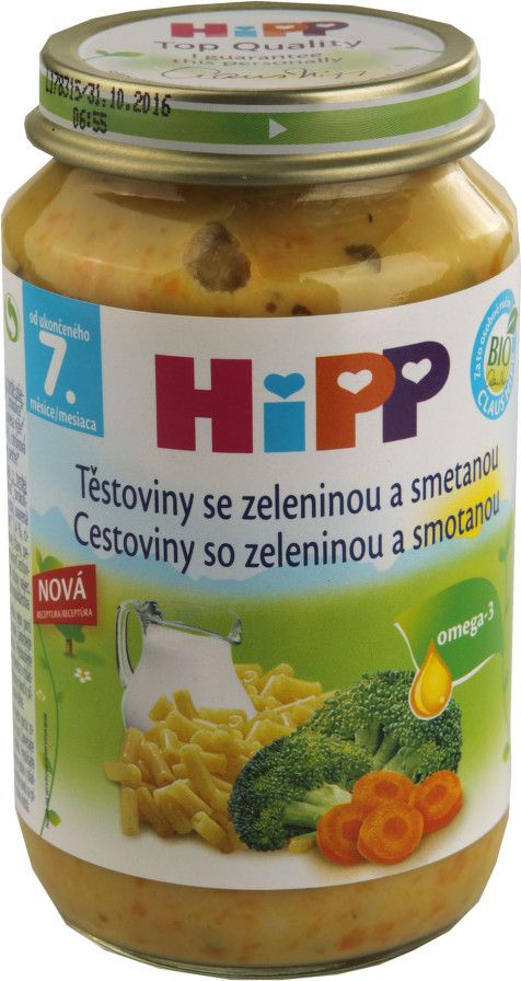 HiPP JUNIOR BIO Těstoviny se zel. a smetanou 220g - obrázek 1
